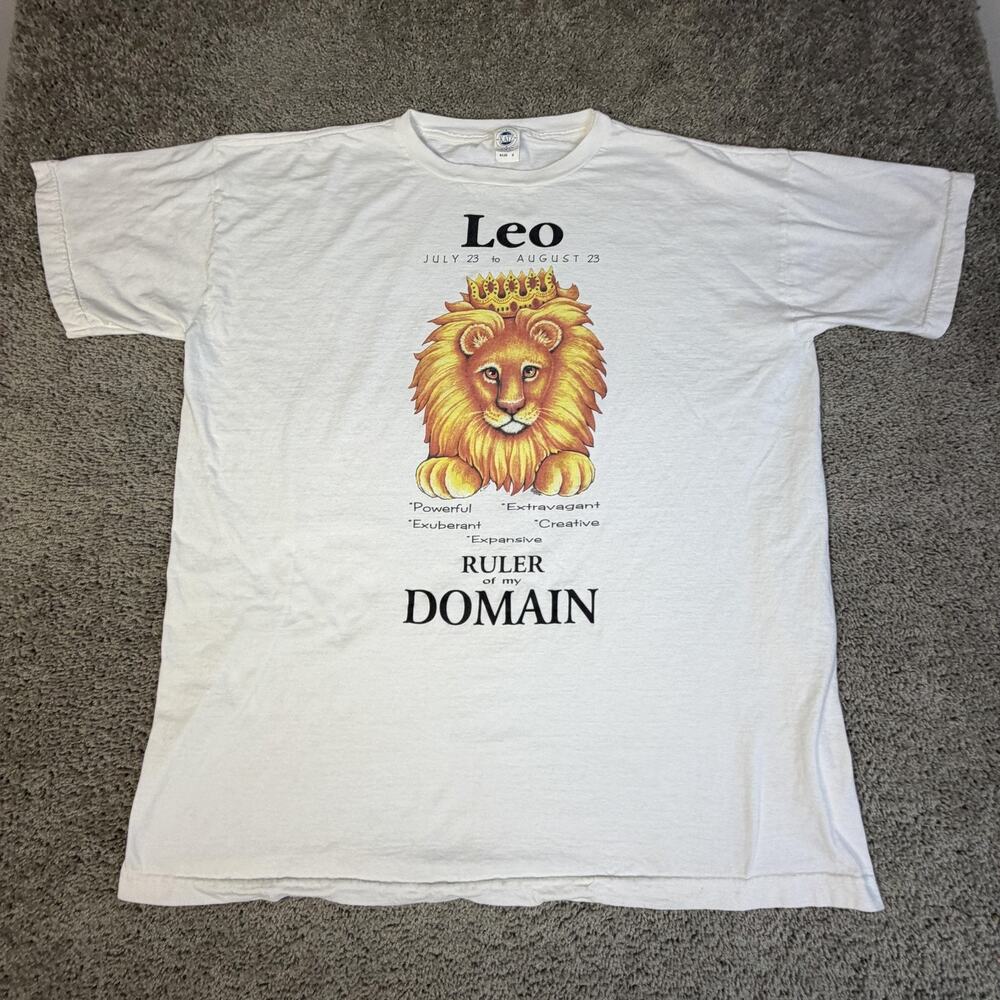 Katz Shirt Womens One Size White Leo Lion Zodiac Astrology Graphic Tee Top